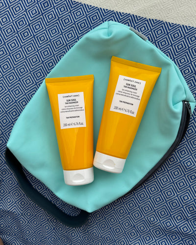 SOLKAMPAGNE - 2 Tan Maximizer samt en solcreme’s taske