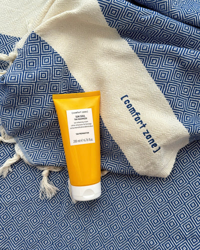 Hamam strandhåndklæde samt 1 Tan Maximizer bodylotion